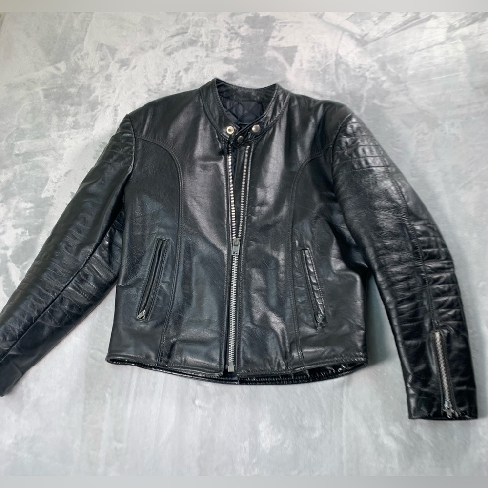 Vintage Bristol Cafe Racer Motorcycle Leather 

 Black punk